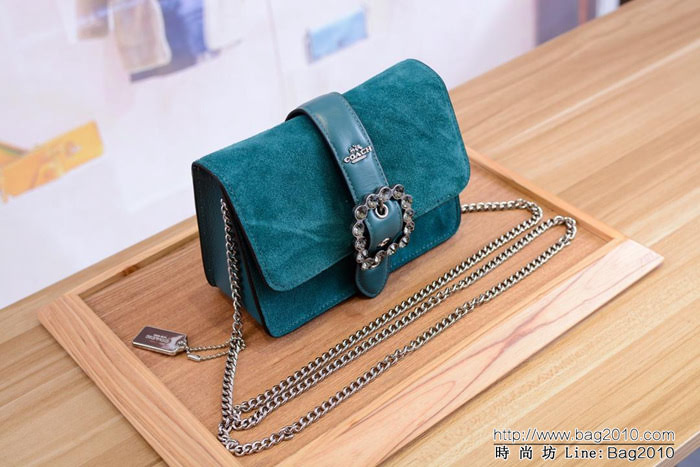 COACH蔻馳 最新款 F37798 單肩斜挎女包 鑲鑽鏈條小方包  Chz1467